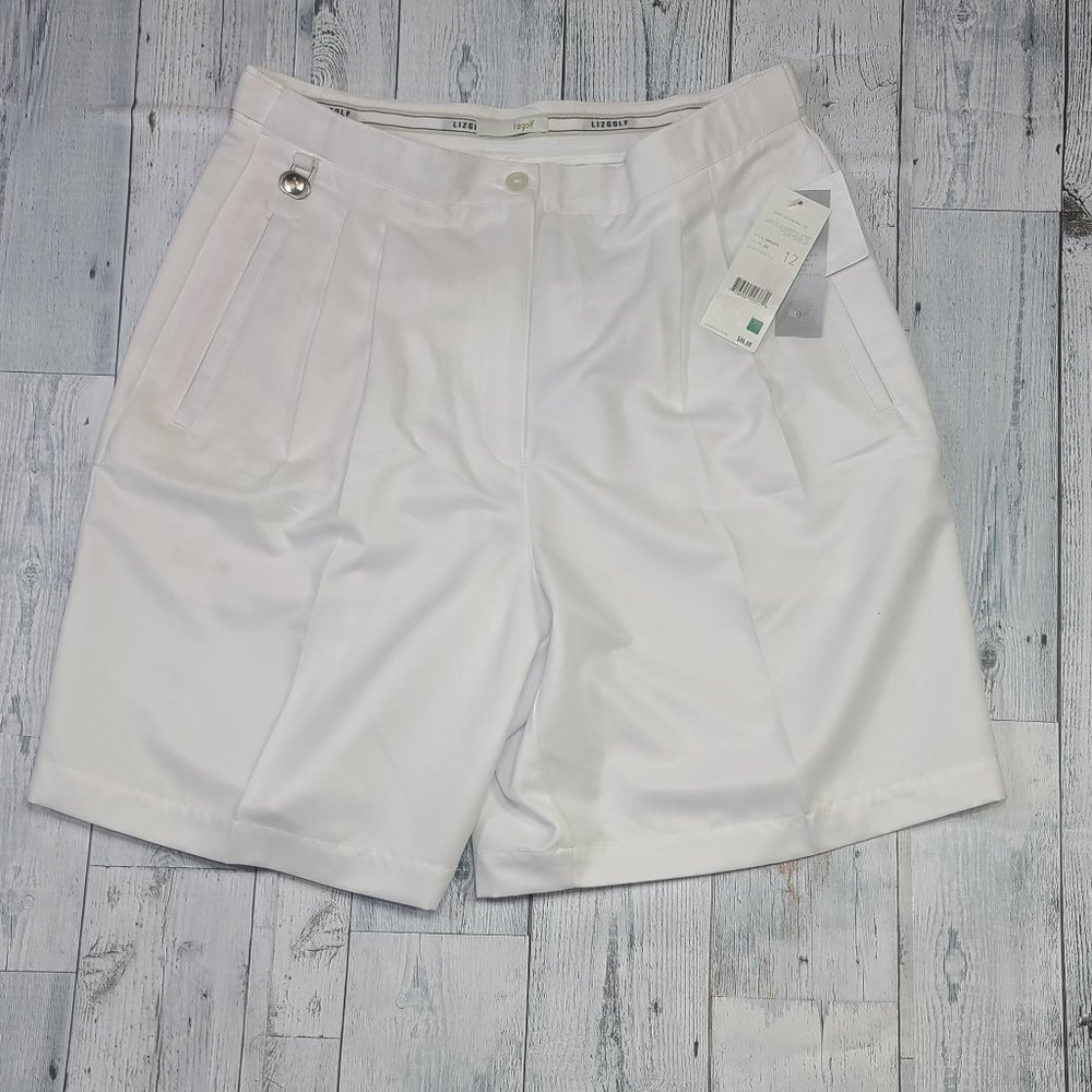 LIZ GOLF Performance Microfiber Cool Max UV Protection White Shorts